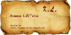 Komsa Lívia névjegykártya